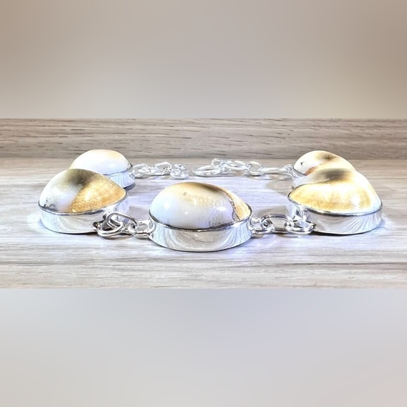 Handmade Sterling Silver Shiva Eye Gemstone Toggle Bracelet, 8” - Picture 6 of 7